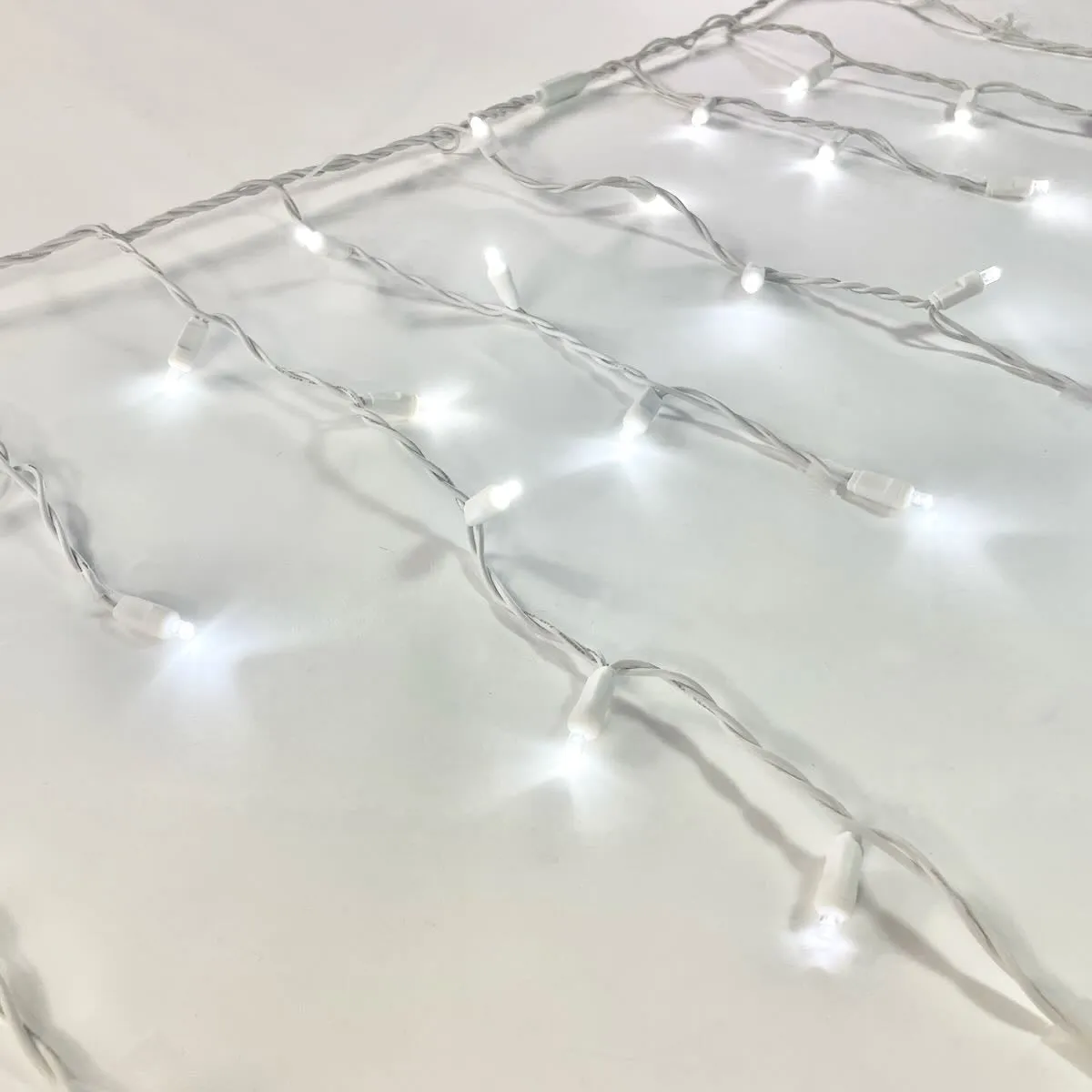 100-light Pure White 5mm LED Icicle Lights, White Wire