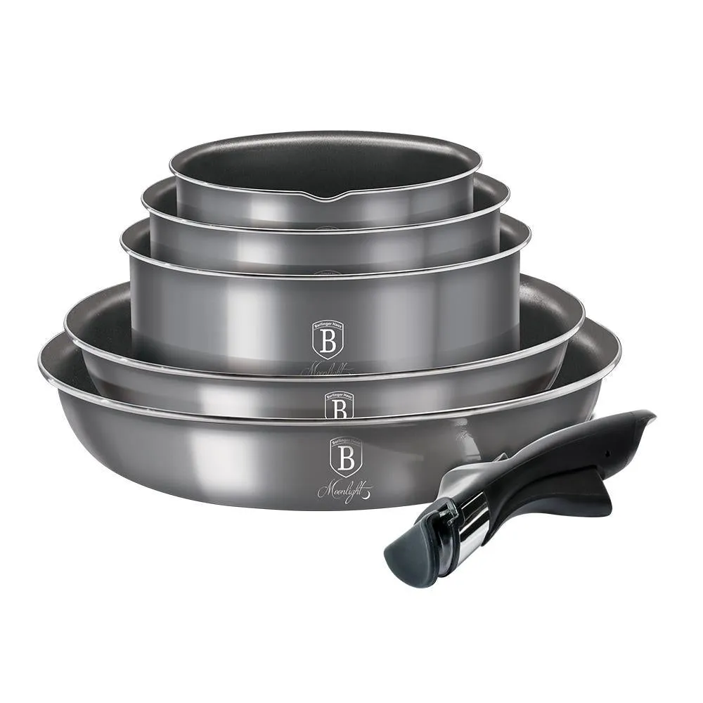 12-Pieces Cookware Set w/ Detached Ergonomic Handle Moonlight Collection