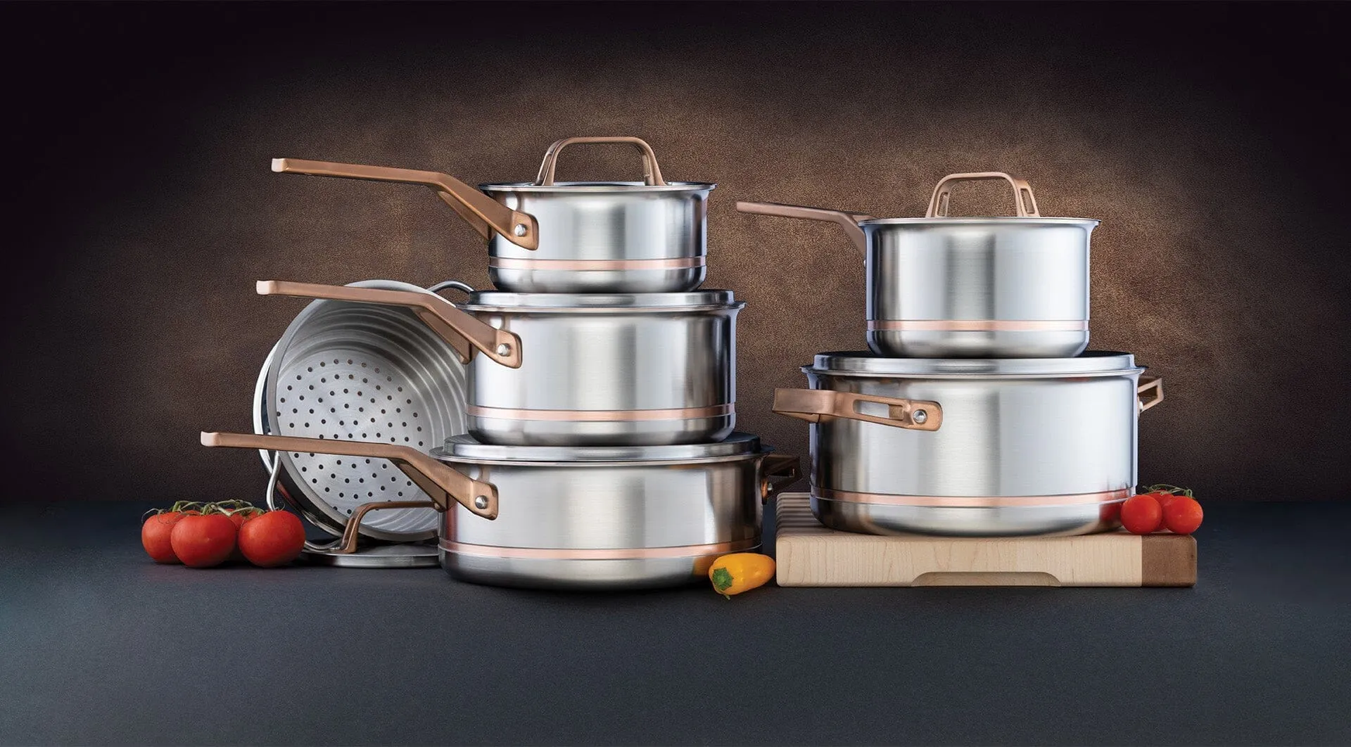 12pc Meyer CopperClad 5-Ply Copper Core Stainless Steel Cookware Set, Made in Canada