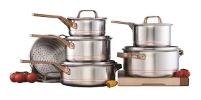 12pc Meyer CopperClad 5-Ply Copper Core Stainless Steel Cookware Set, Made in Canada