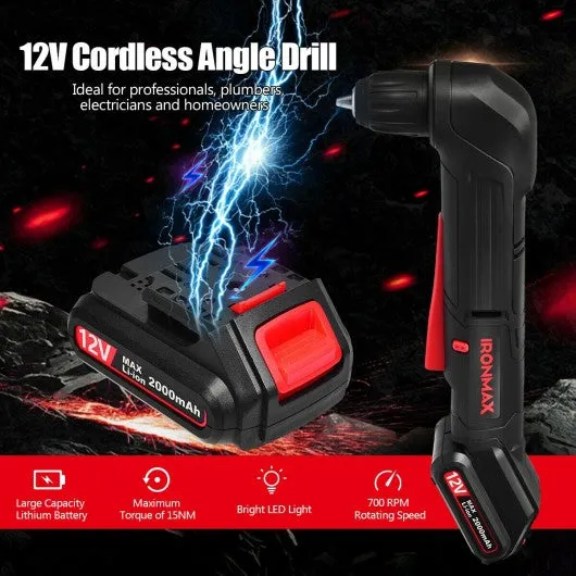 12V Cordless Angle Drill with 3/8" Single Sleeve Chuck