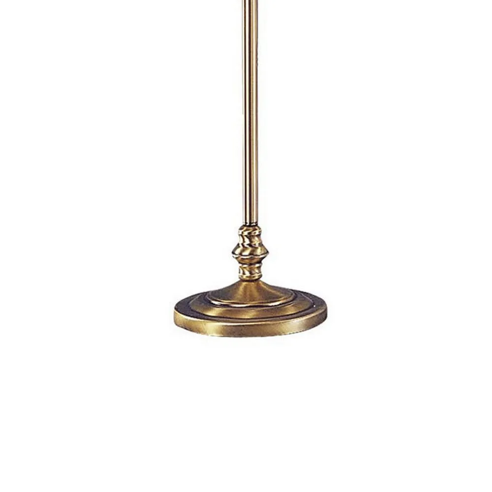 150 Watt 6 Way Metal Floor Lamp with Fabric Tapered Shade, Gold By Casagear Home