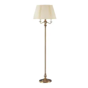 150 Watt 6 Way Metal Floor Lamp with Fabric Tapered Shade, Gold By Casagear Home