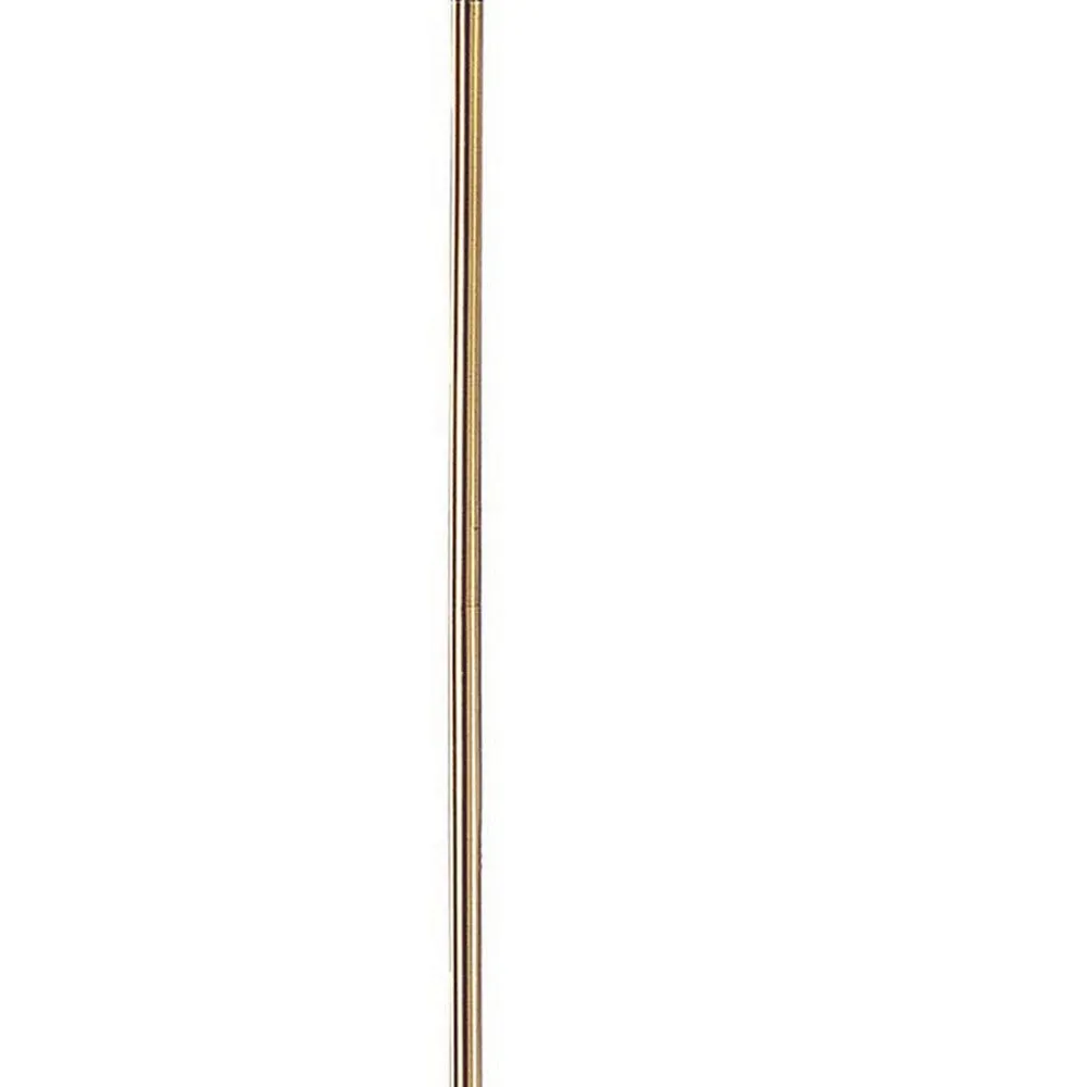 150 Watt 6 Way Metal Floor Lamp with Fabric Tapered Shade, Gold By Casagear Home