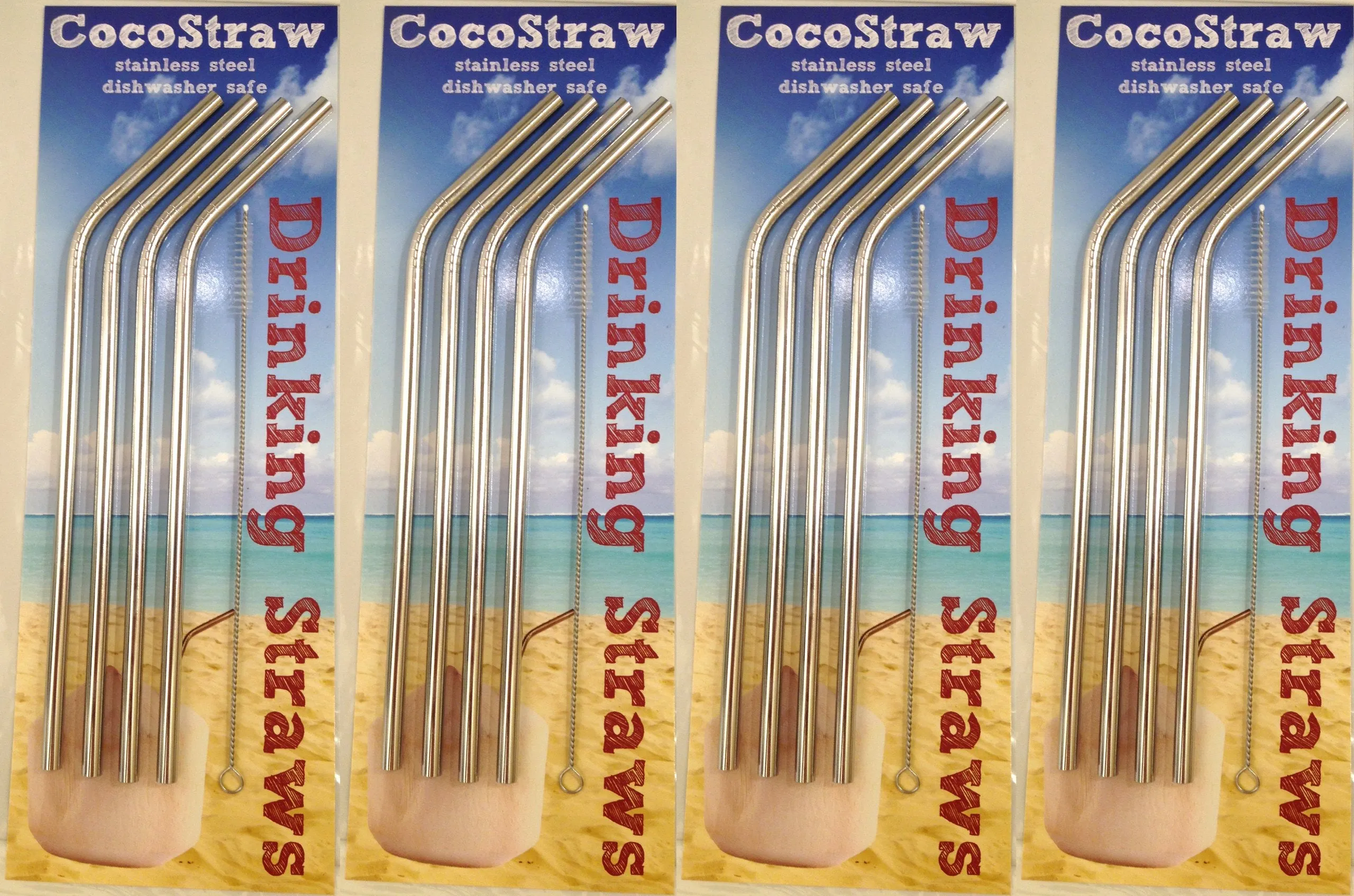 16qty Reusable Straws - Stainless Steel Drinking - Set of 16   4 Cleaners - Eco Friendly, SAFE, NON-TOXIC non-plastic