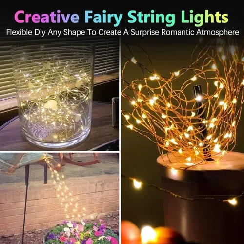 2 Pack Each 33Ft 100LED Battery Operated Fairy Lights with Remote, Waterproof Battery Christmas Twinkle Lights with Timer, String Lights for Bedroom Christmas Decorations (Blue)