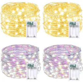 2 Pack Each 33Ft 100LED Battery Operated Fairy Lights with Remote, Waterproof Battery Christmas Twinkle Lights with Timer, String Lights for Bedroom Christmas Decorations (Blue)