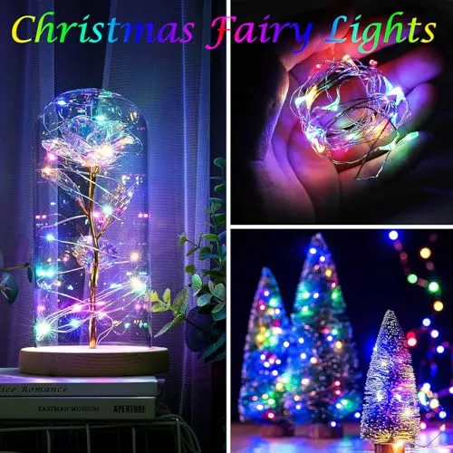 2 Pack Each 33Ft 100LED Battery Operated Fairy Lights with Remote, Waterproof Battery Christmas Twinkle Lights with Timer, String Lights for Bedroom Christmas Decorations (Blue)