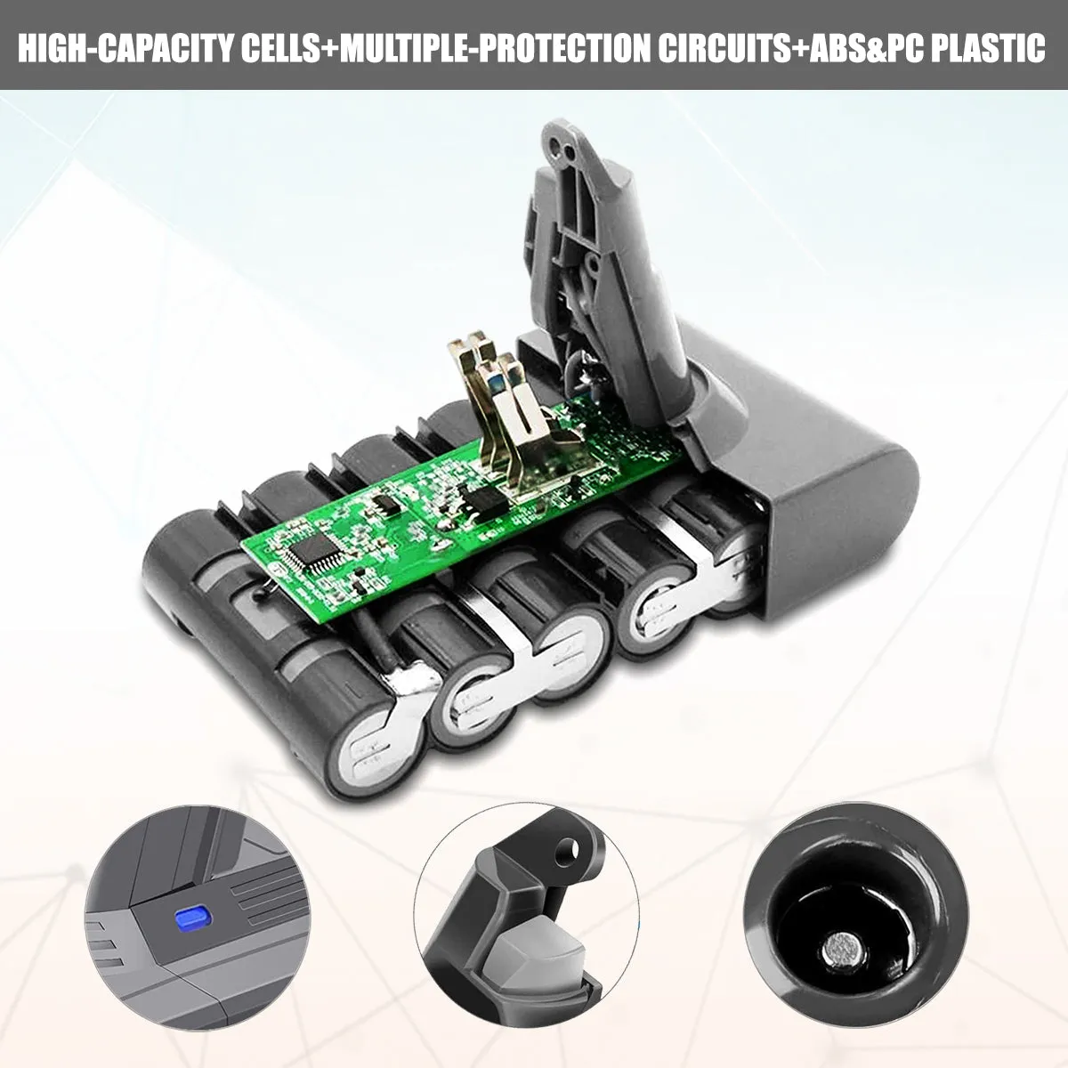 21.6V 6500mAh 140Wh Battery Replacement for Dyson V6 Vacuum Animal Absolute Motorhead DC58 DC59 DC61 DC62 DC72 DC74 SV03 SV04 SV05 SV06 SV07 SV09