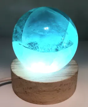 272G Blue Fluorite Crystal Sphere with Light Base