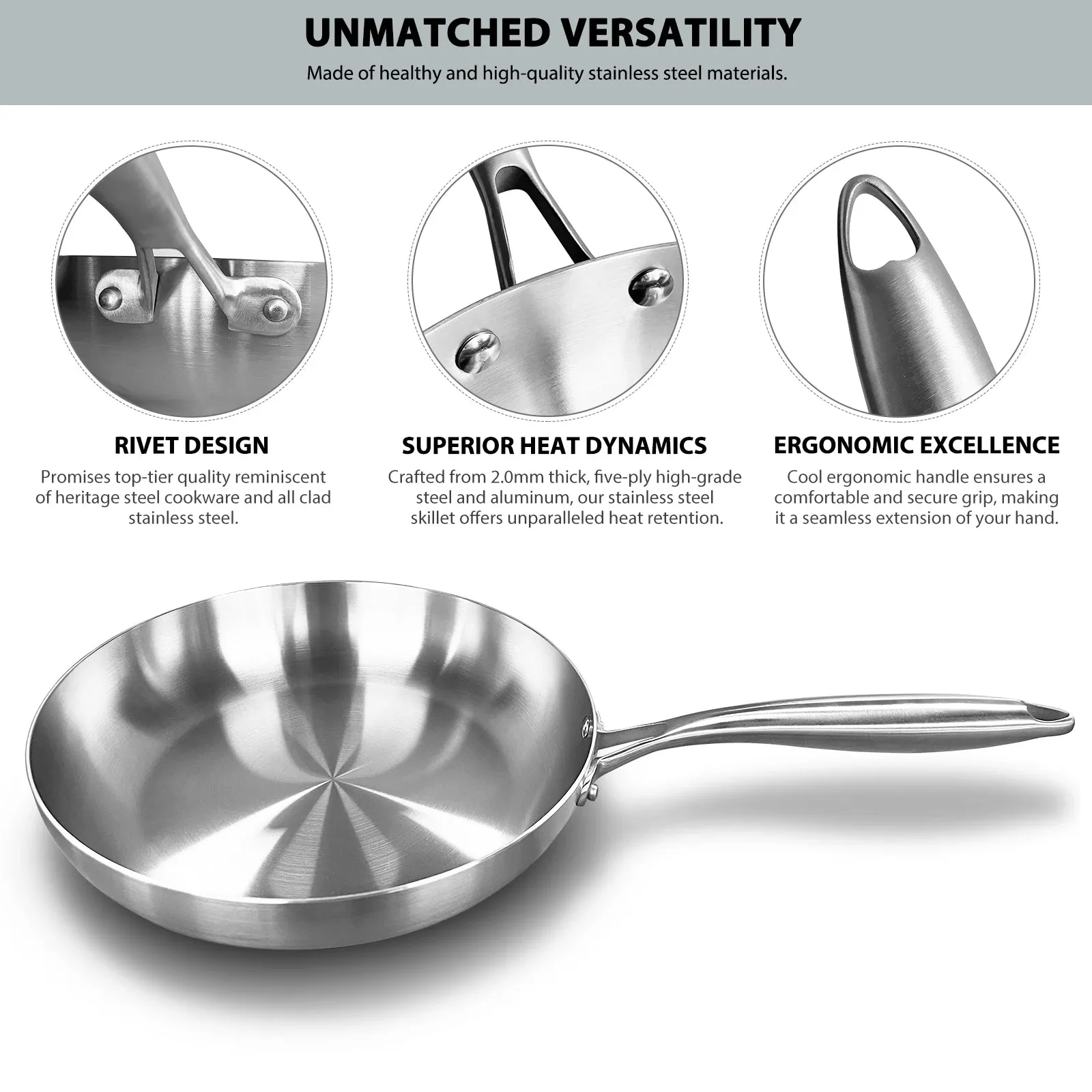 304 Stainless Steel Frying Pan