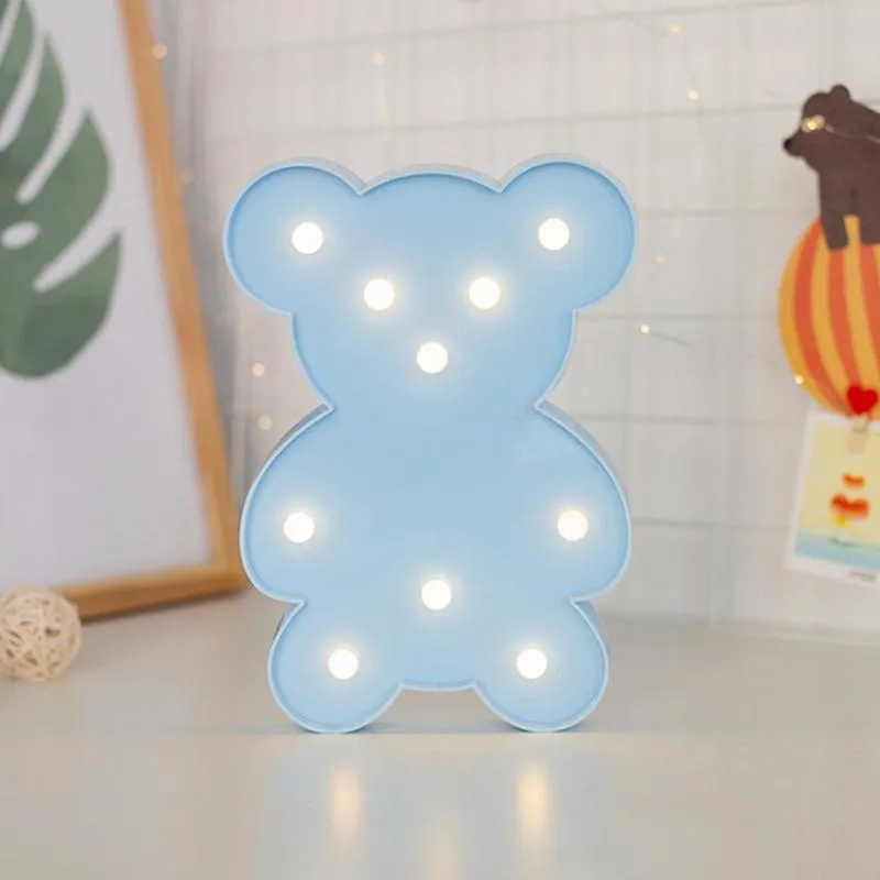 3D LED Bears Night Lights Cartoon Table Lamp Christmas Home Decor Kids Room Gifts