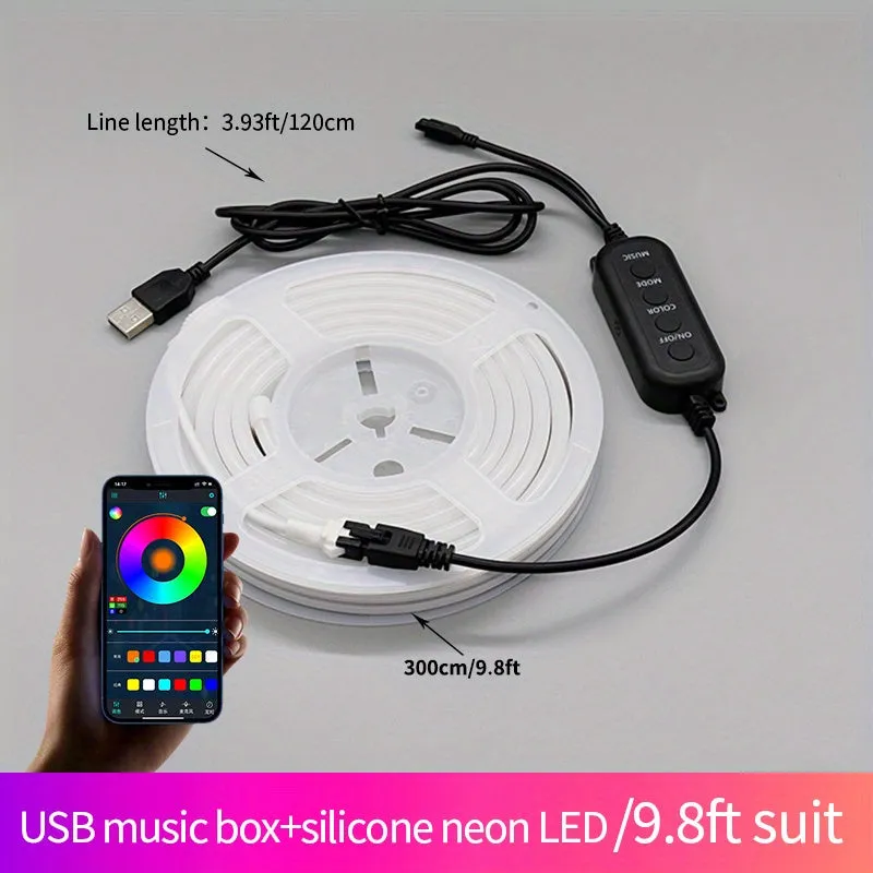 3m Background Ambient LED Light Strip, Streamer Neon RGBIC Light With TV  Esports Table RGB Cave Board Ambient Light 5V USB TV Led Light Strip, Rainbow Led TV Light, Home Theater