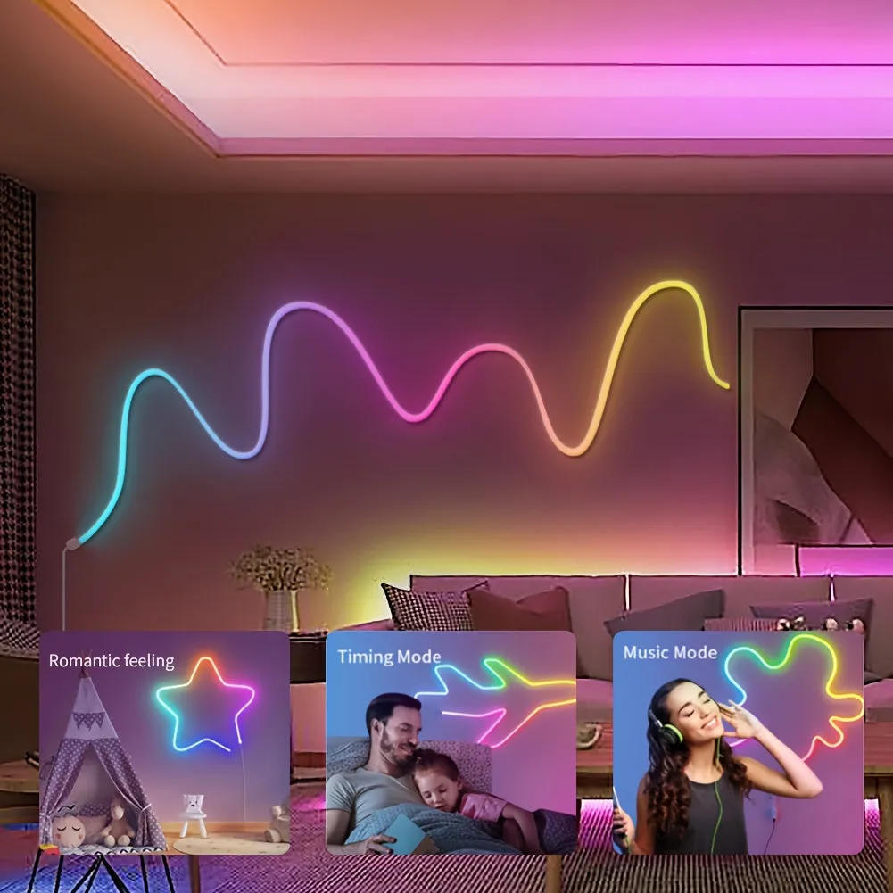 3m Background Ambient LED Light Strip, Streamer Neon RGBIC Light With TV  Esports Table RGB Cave Board Ambient Light 5V USB TV Led Light Strip, Rainbow Led TV Light, Home Theater