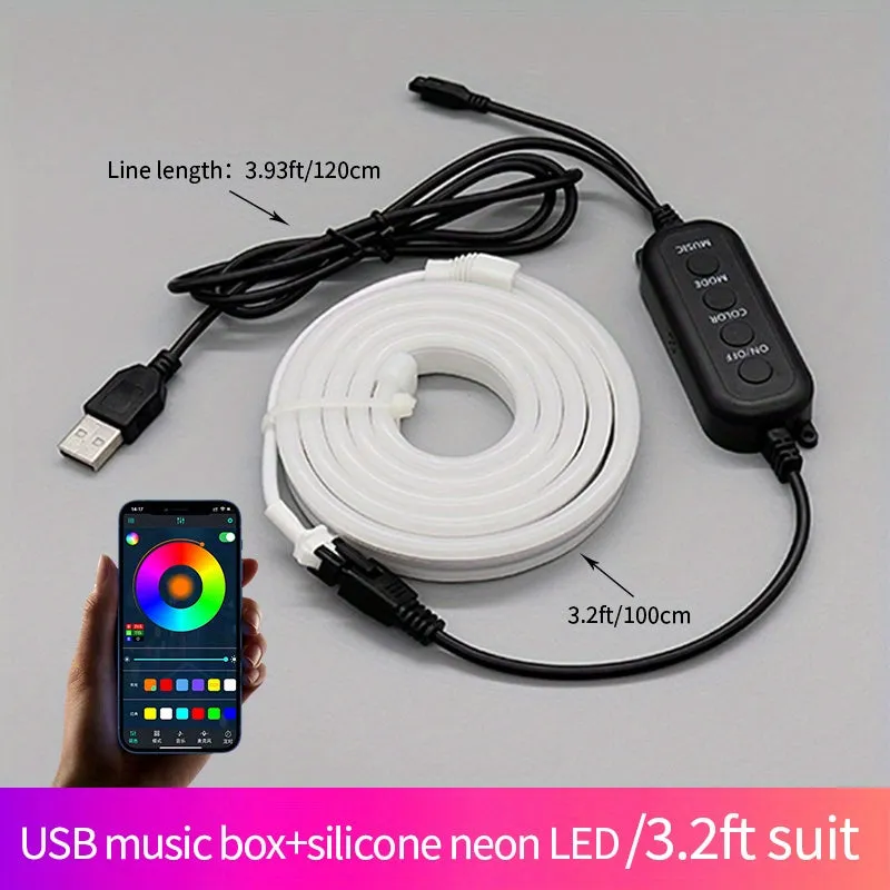 3m Background Ambient LED Light Strip, Streamer Neon RGBIC Light With TV  Esports Table RGB Cave Board Ambient Light 5V USB TV Led Light Strip, Rainbow Led TV Light, Home Theater