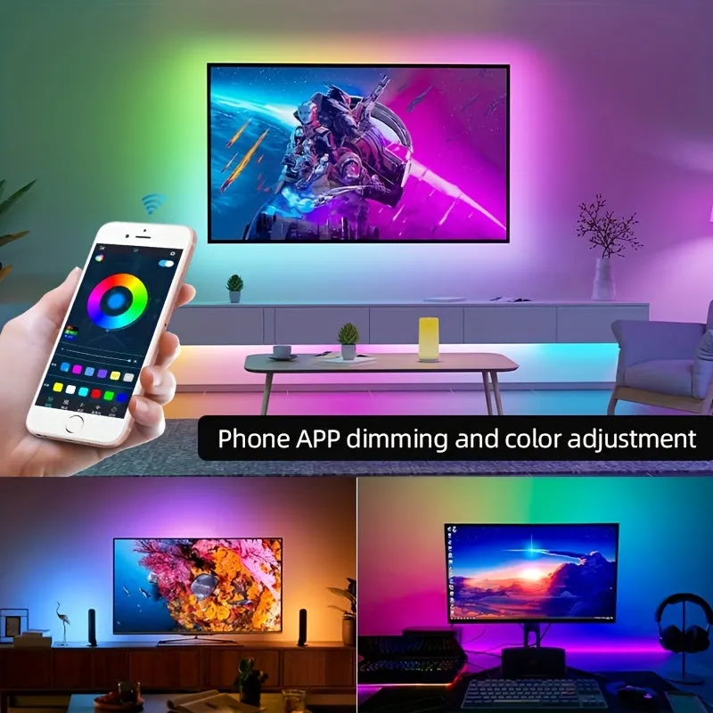 3m Background Ambient LED Light Strip, Streamer Neon RGBIC Light With TV  Esports Table RGB Cave Board Ambient Light 5V USB TV Led Light Strip, Rainbow Led TV Light, Home Theater