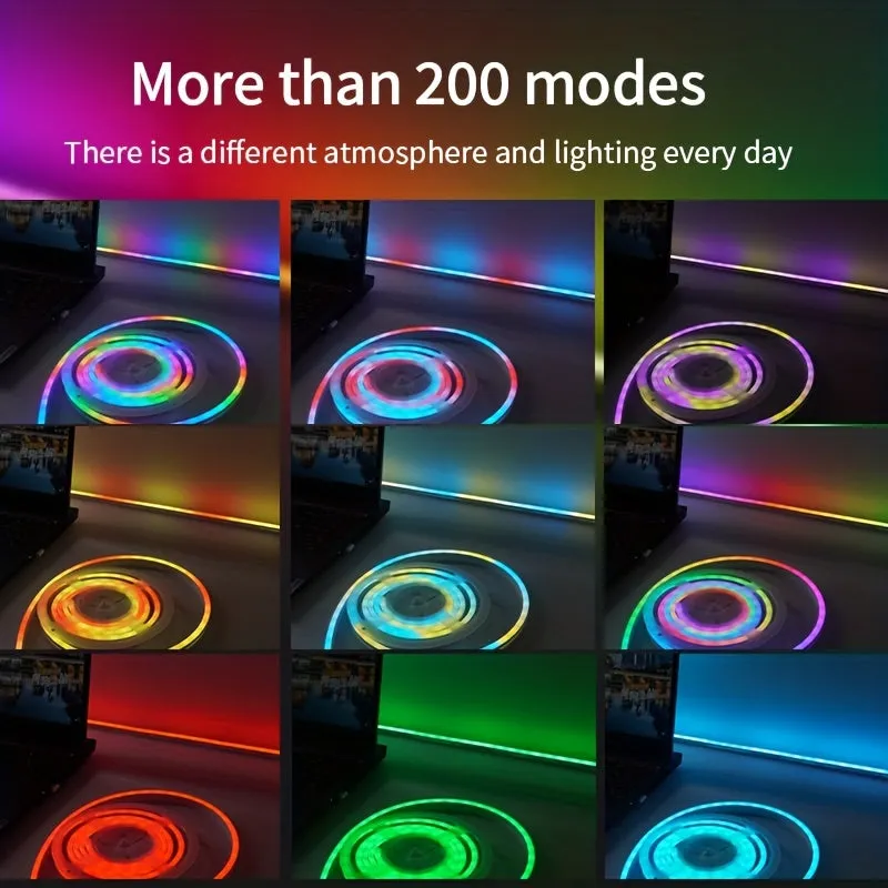 3m Background Ambient LED Light Strip, Streamer Neon RGBIC Light With TV  Esports Table RGB Cave Board Ambient Light 5V USB TV Led Light Strip, Rainbow Led TV Light, Home Theater