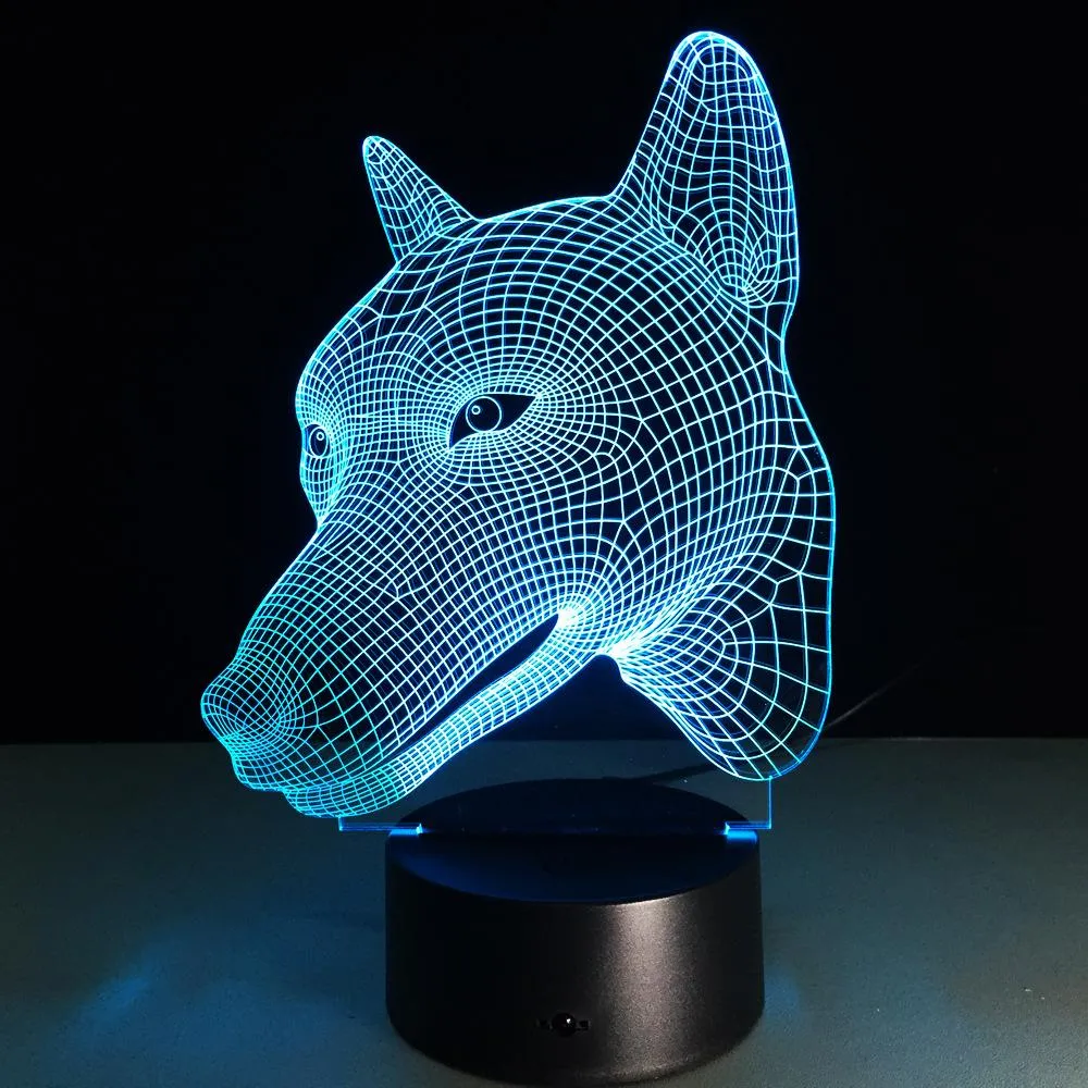 7 Color Lamp 3d Dog Visual Led Night Lights For Kids Touch Usb Table Lampe Baby Sleeping Nightlight