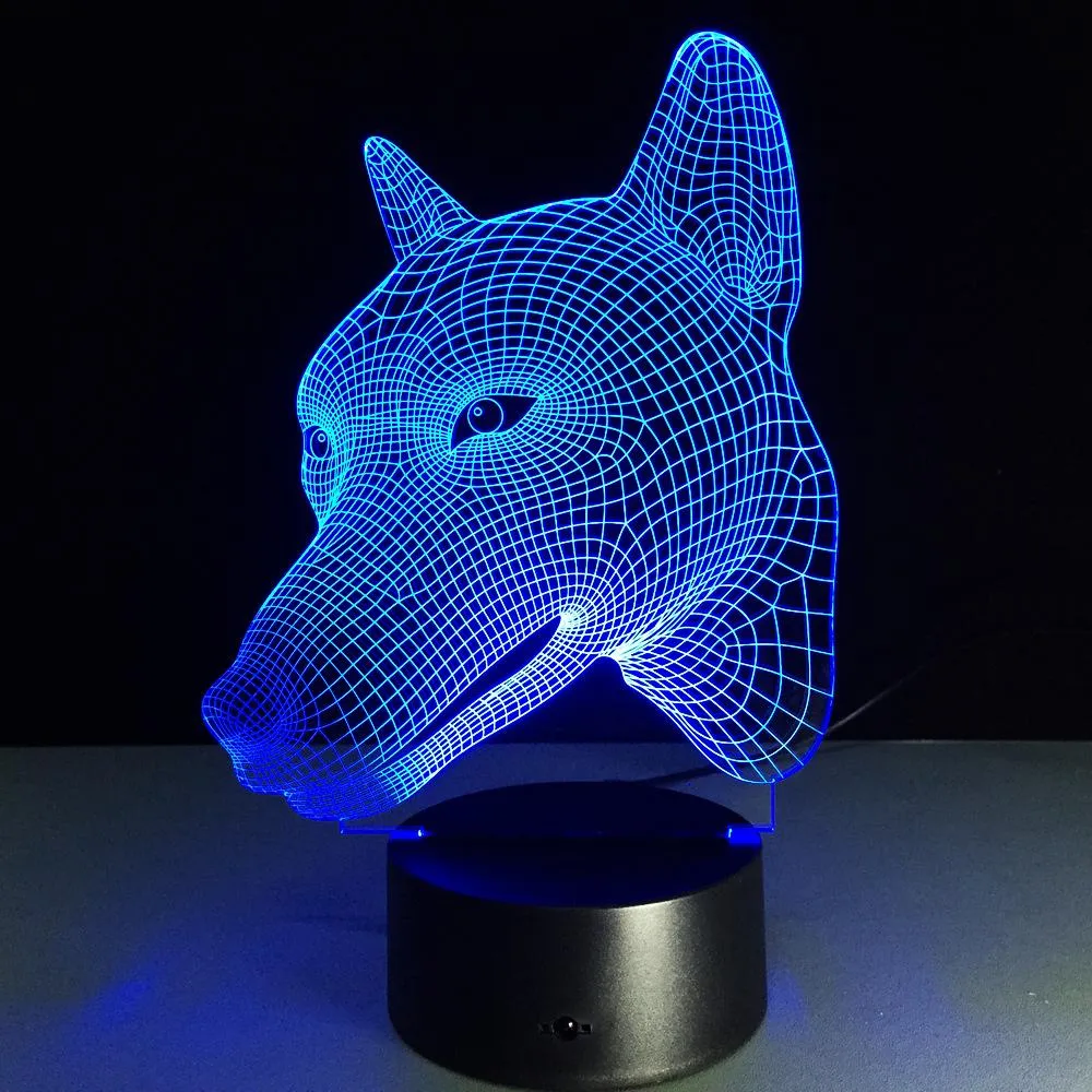 7 Color Lamp 3d Dog Visual Led Night Lights For Kids Touch Usb Table Lampe Baby Sleeping Nightlight