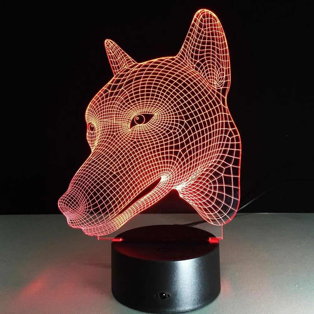 7 Color Lamp 3d Dog Visual Led Night Lights For Kids Touch Usb Table Lampe Baby Sleeping Nightlight