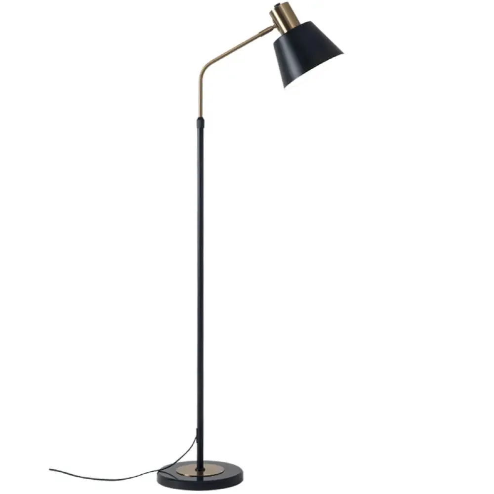 Adjustable Black Tapered Floor Lamp – Industrial Metal Single Reading Light for Living Room with Foot Switch