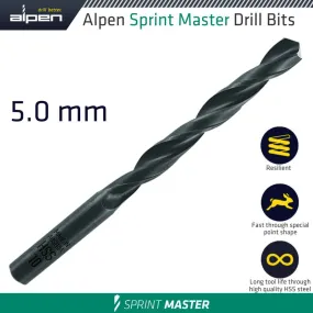 ALPEN HSS SPRINT MASTER 5MM X1 61505 SLEEVED DIN338 ALPEN DRILL BIT ALP61405-1