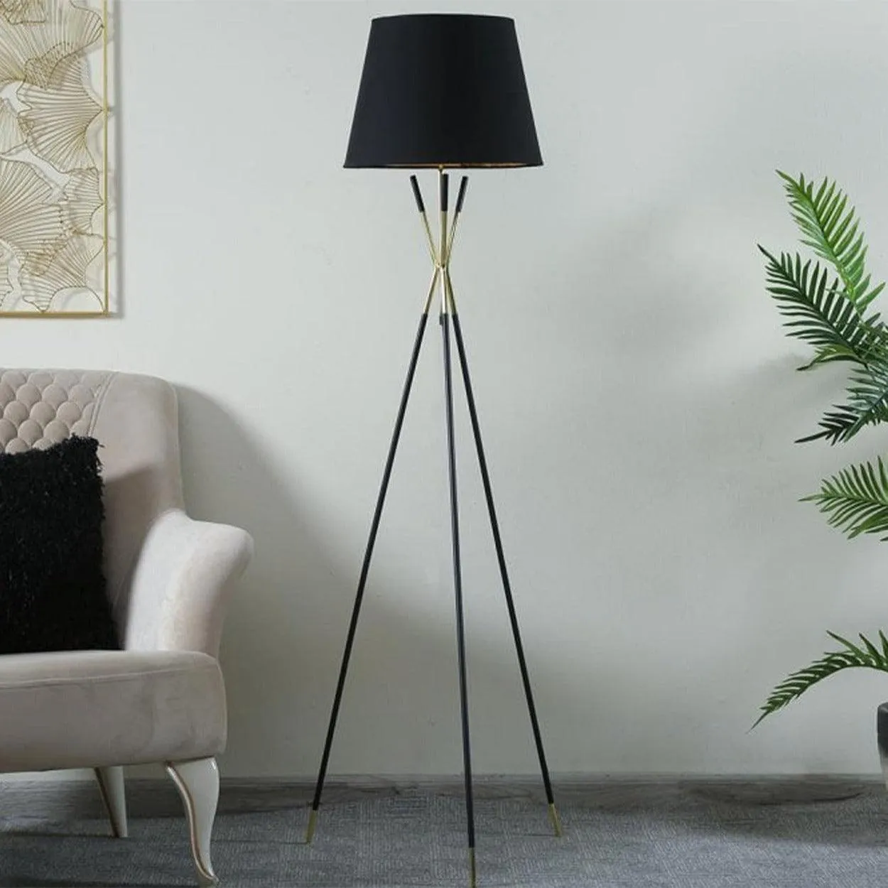 ANKUR AURAM FABRIC SHAD TRIPOD FLOOR LAMP