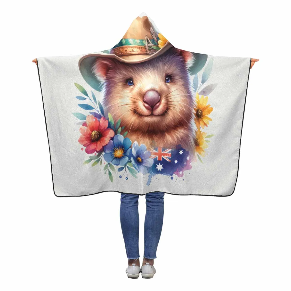 Australian Animal Wombat Awd1320  Hooded Blanket 60"x50"