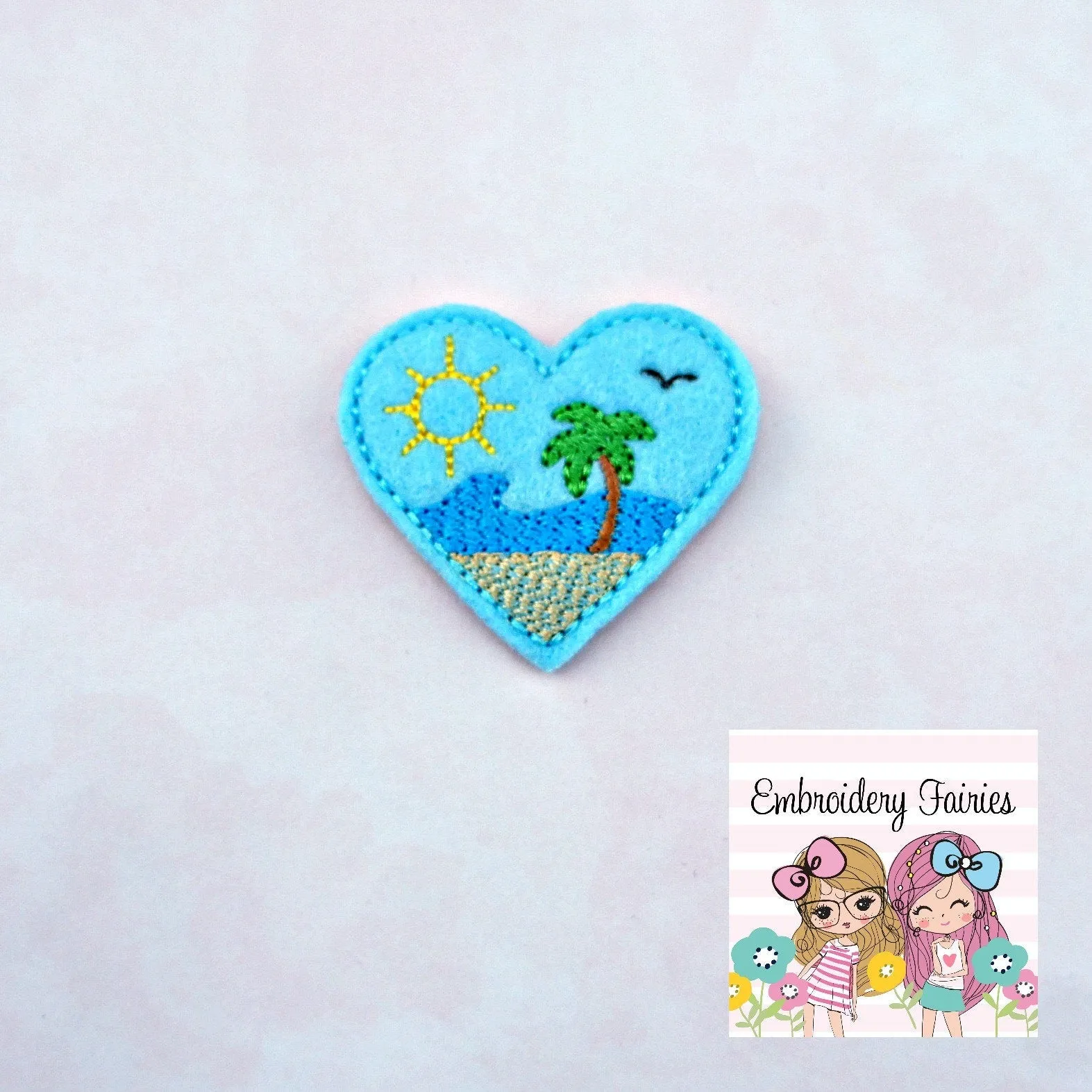 Beach Heart Feltie File -  Feltie Design - ITH Embroidery - ITH Feltie Design - Feltie File - Feltie Pattern - Summer Feltie Design - Feltie