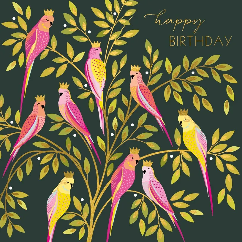 Birds in crowns Birthday Card