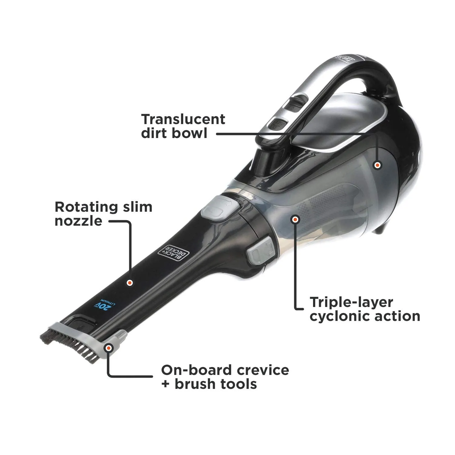 BLACK DECKER dustbuster AdvancedClean Cordless Handheld Vacuum, Home and Car Vacuum (BDH2000L)