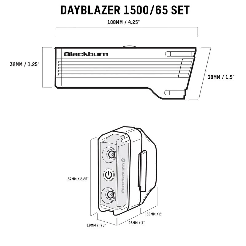 Blackburn Dayblazer 1500 Front   Dayblazer 65 Rear Bike Light Combo Set