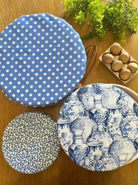 Blue China bowl covers