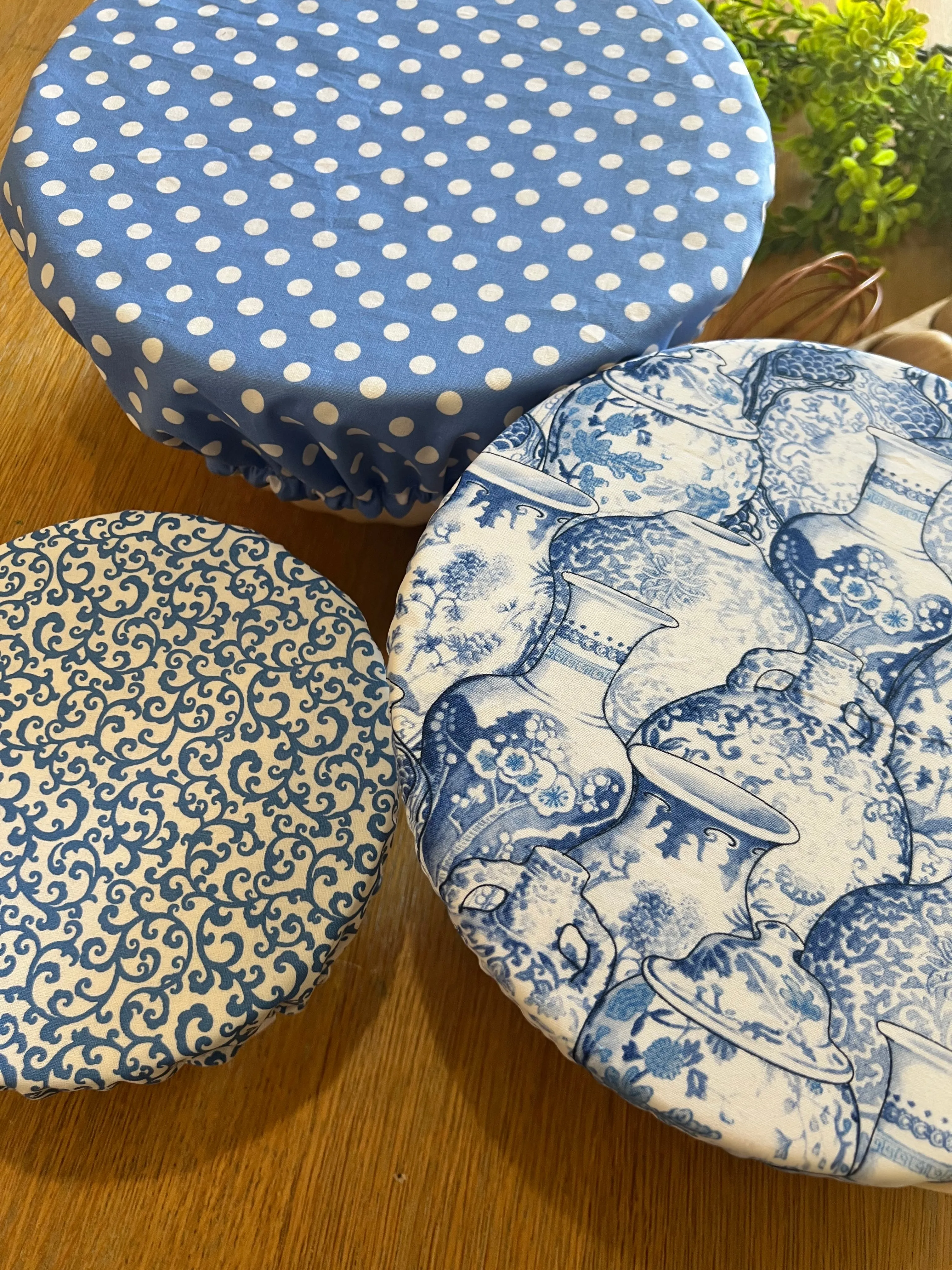 Blue China bowl covers