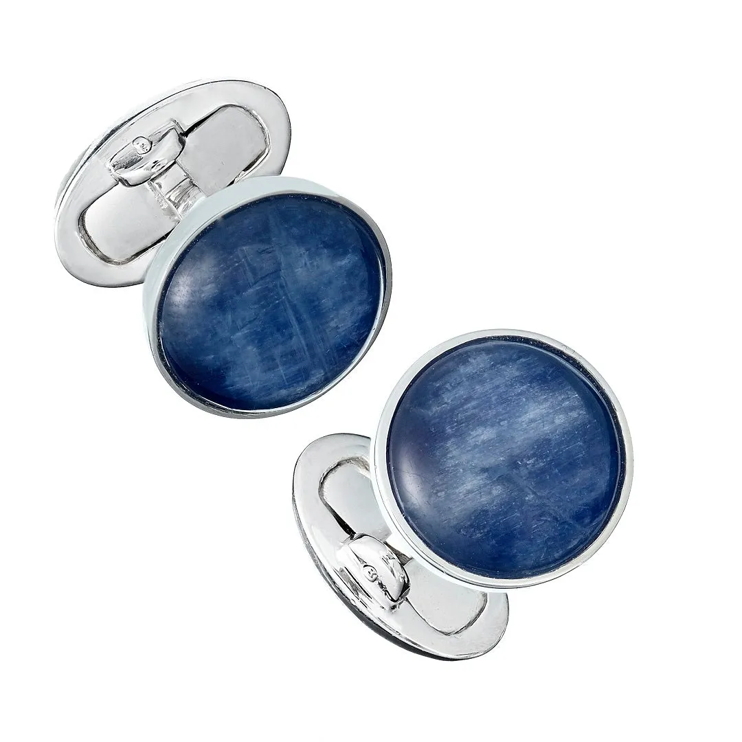 Blue Kyanite Gemstone Sterling Silver Cufflinks