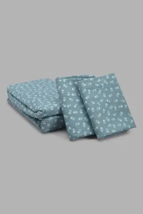 Blue Printed Flat Sheet Set King Size (3 Piece)