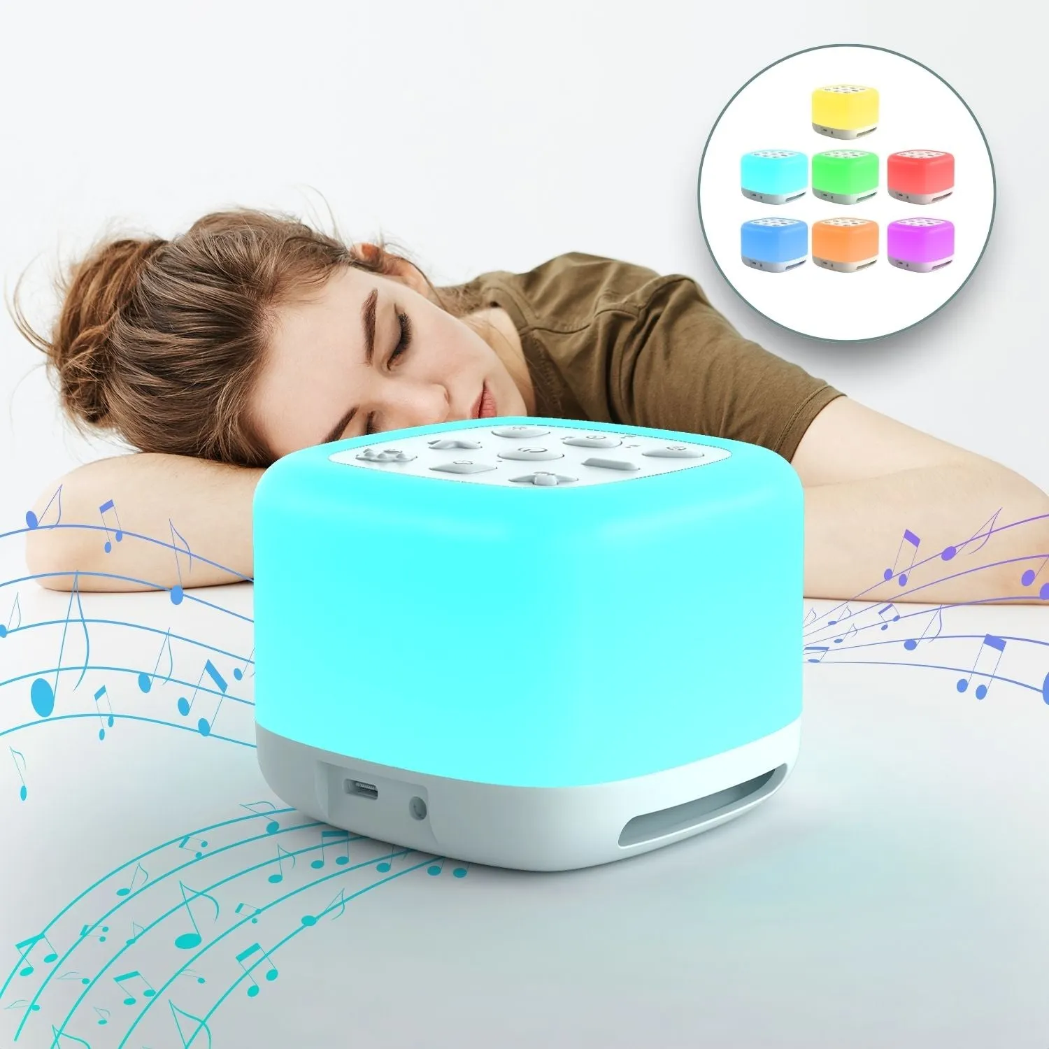 Bluetooth White Noise Machine with 40 Sounds and Light, GOMINIMO