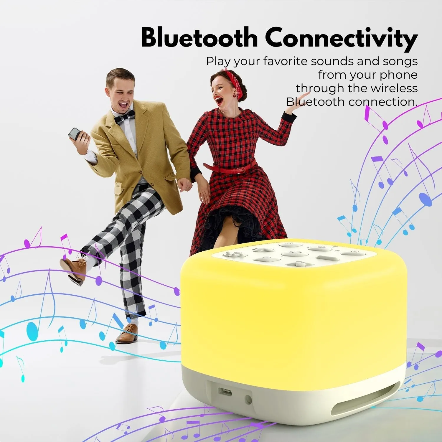 Bluetooth White Noise Machine with 40 Sounds and Light, GOMINIMO