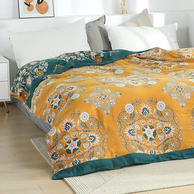 Boho Bedspread for King and Queen Size Beds - Pure Cotton