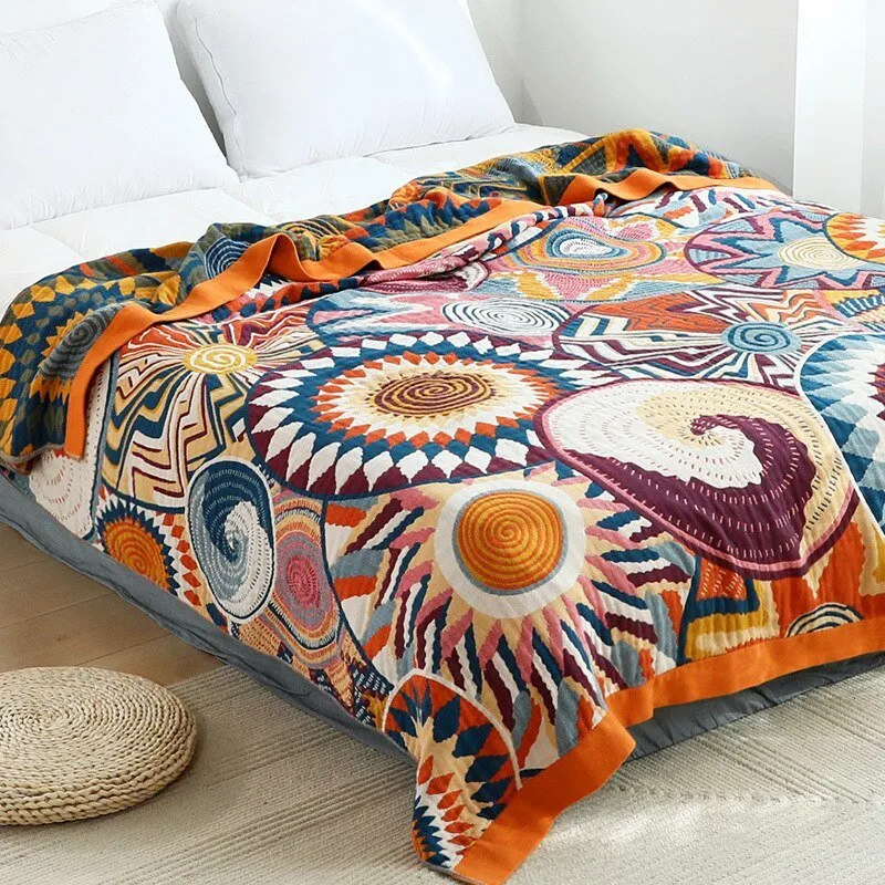 Boho Bedspread for King and Queen Size Beds - Pure Cotton