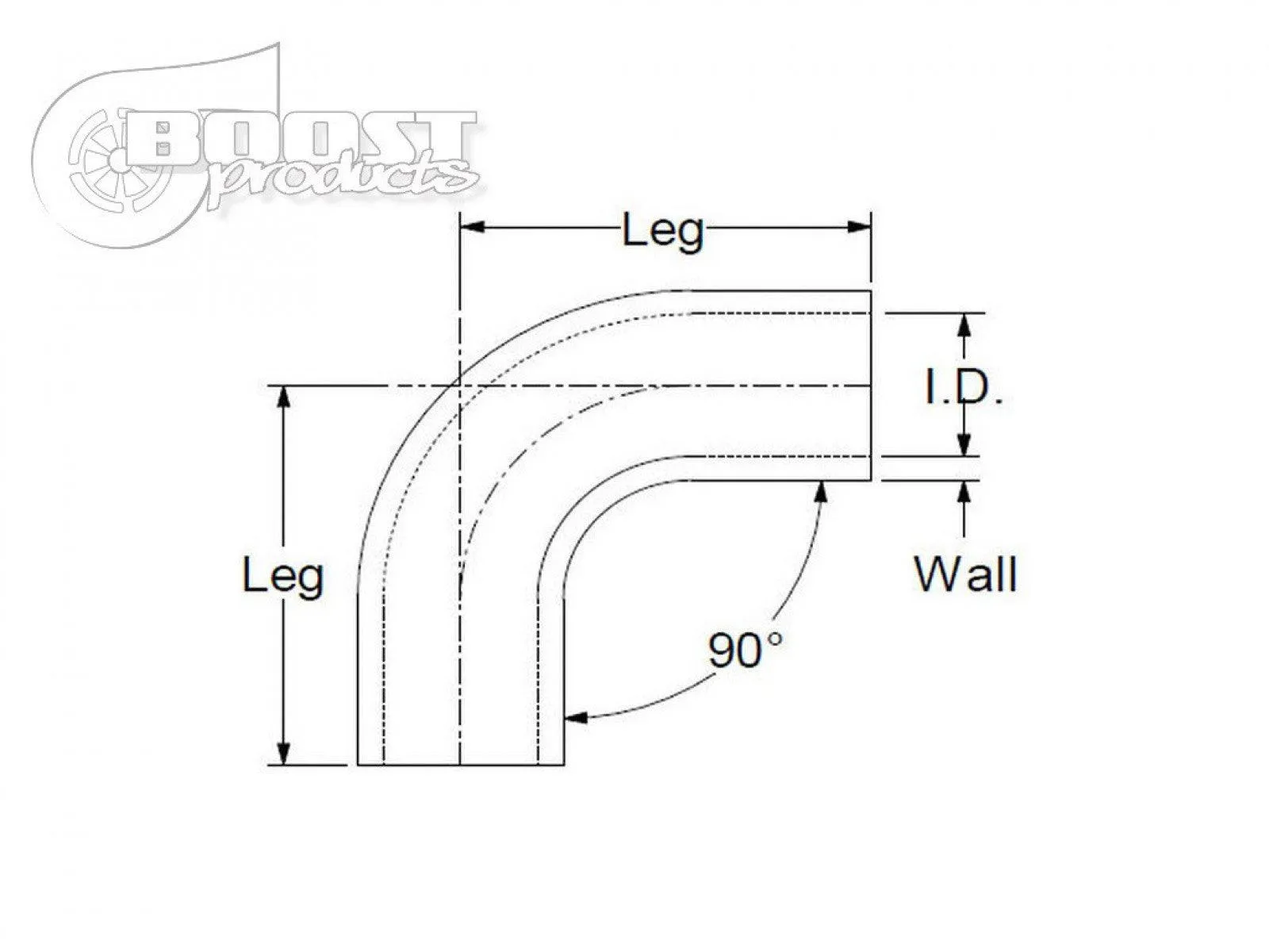 BOOST Products Silicone Elbow 90 Degrees, 25mm (1") ID, Black