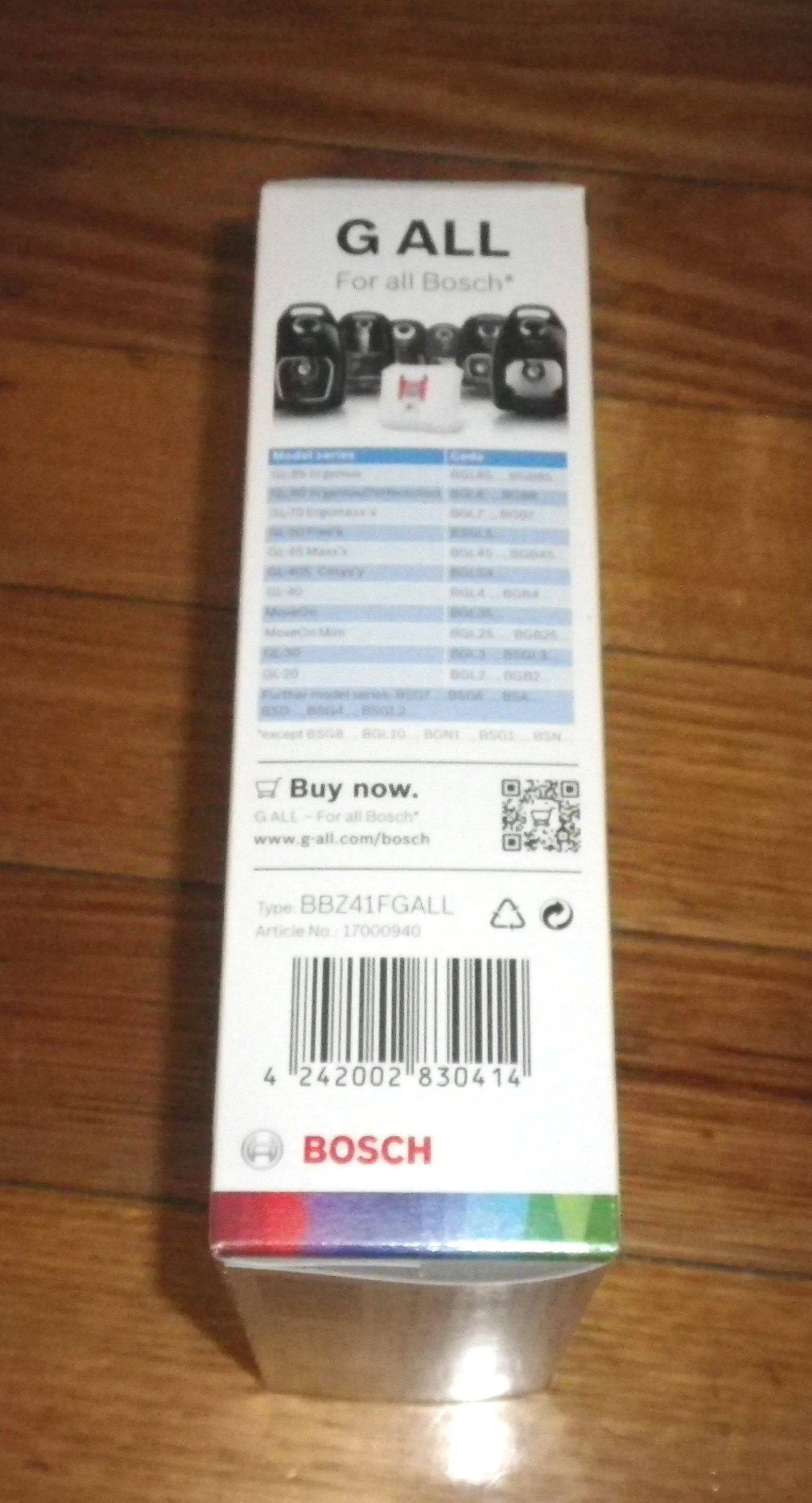 Bosch Type G ALL High Filtration Vacuum Cleaner Bags - Part No. BBZ41FGALL