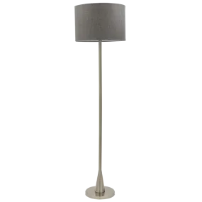 Bright Star Lighting SL037 SATIN Satin Chrome Standing Lamp with Grey Fabric Shade