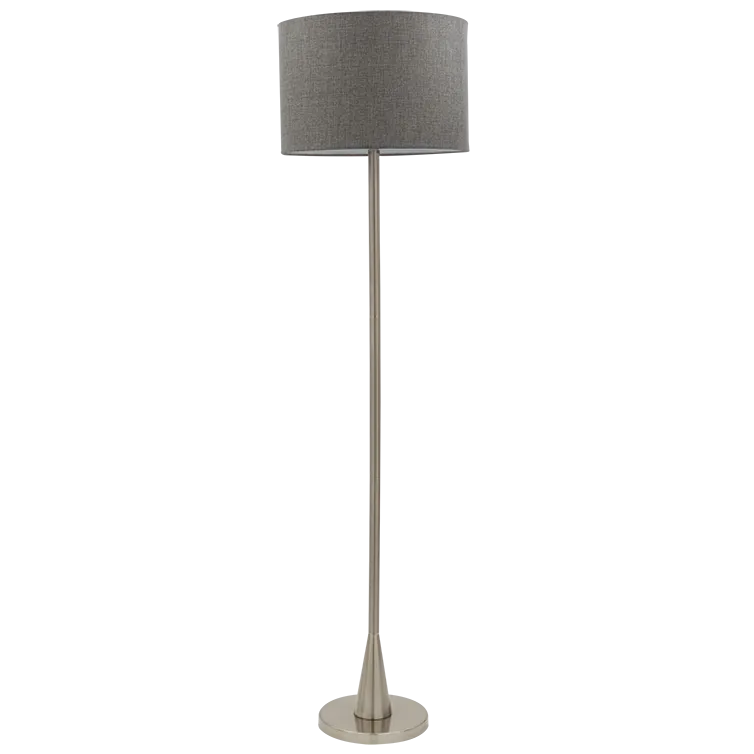 Bright Star Lighting SL037 SATIN Satin Chrome Standing Lamp with Grey Fabric Shade