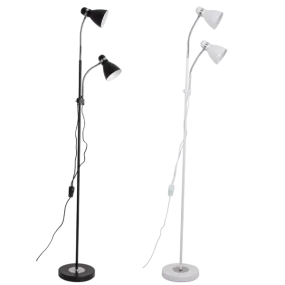 Bright Star Lighting SL089 BLACK Metal and Polished Chrome Floor Lamp with Gooseneck Arms