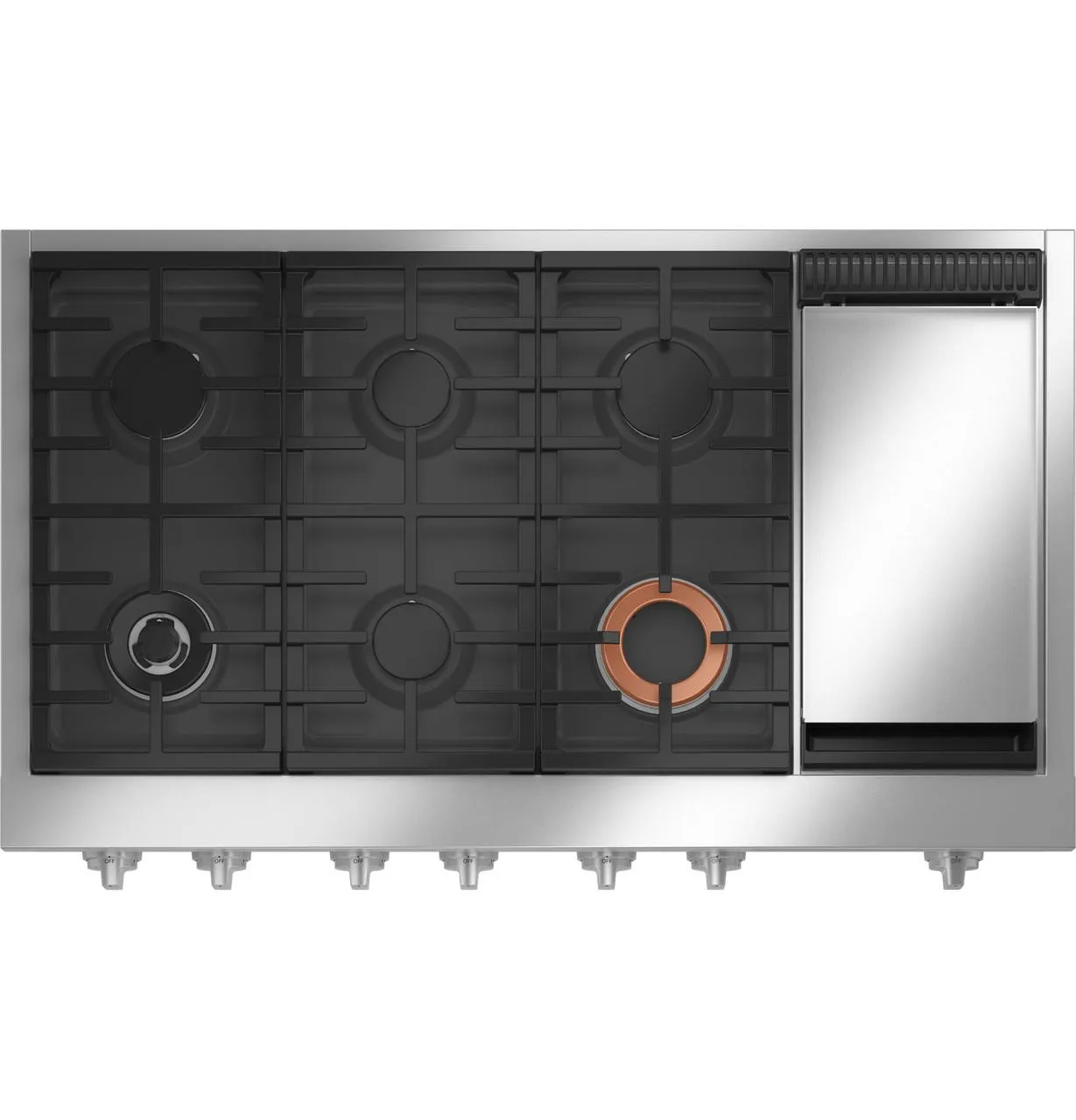 Cafe CGU486P2TS1 Caf(eback)™ 48" Commercial-Style Gas Rangetop with 6 Burners and Integrated Griddle (Natural Gas)