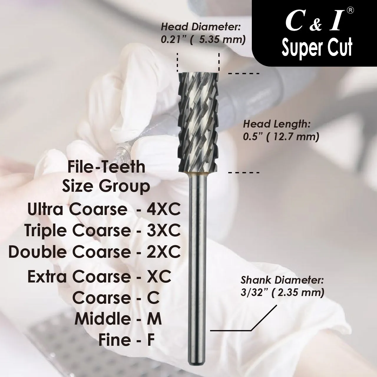 C&I Nail Drill Bit Efile Super Cut Series Small Barrel Professional E-File for Electric Nail Drill Machine Professional Remove Super Hard Nail Gels Recommend to Senior Nail Techs