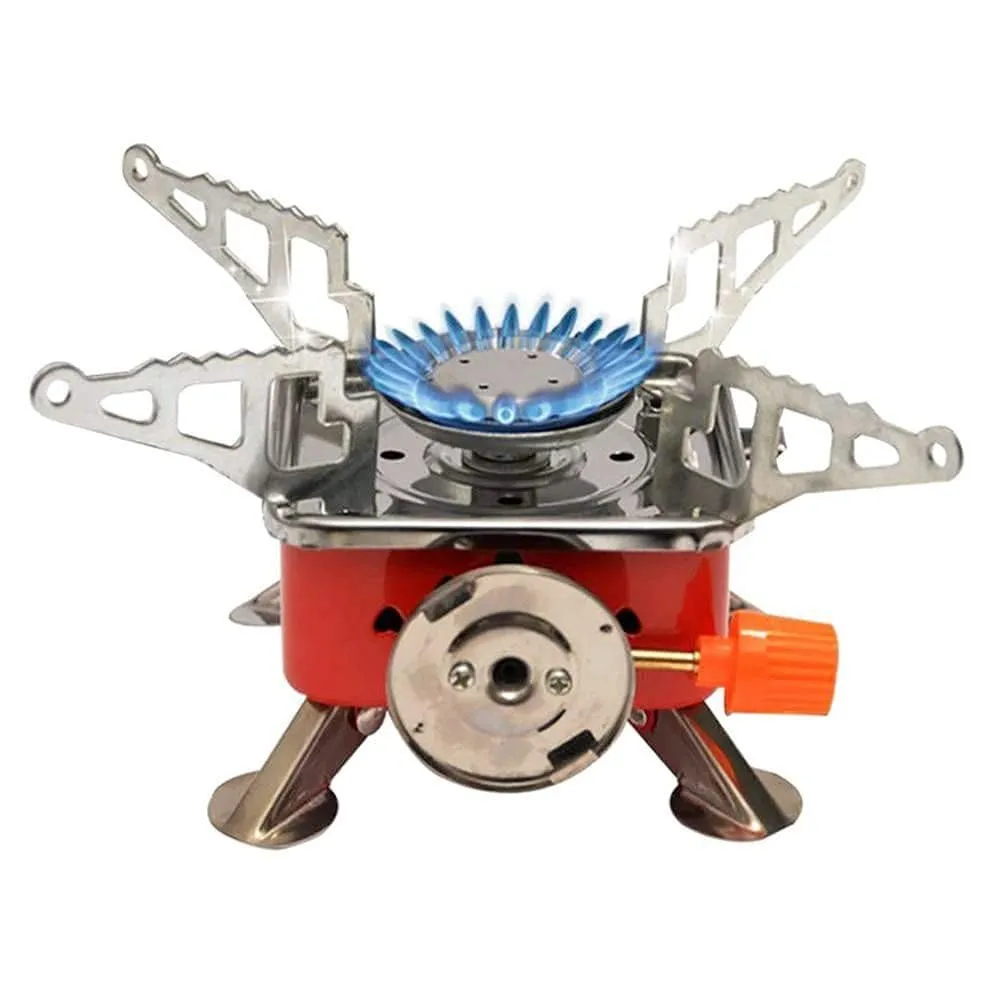 Camping Stove Stainless Steel Gas Stove Ultra Light Folding Furnace Outdoor Metal Camping Gas Stove Picnic Cooking Gas Burners Folding Stove With Storage Bag (Multi) (2800W)