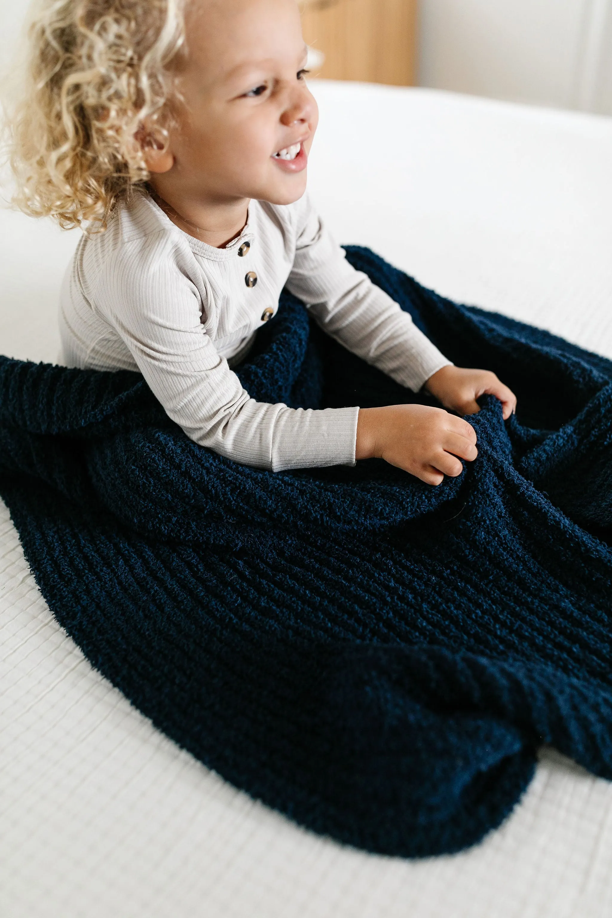 Chenille Blanket - Navy - Adult/Throw