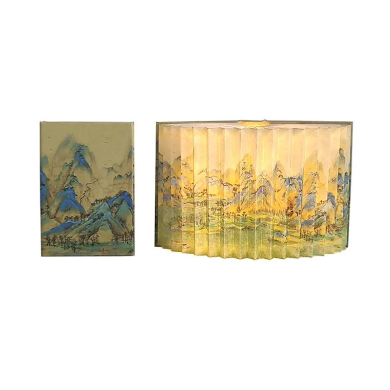 Chinese Style Classic Famous Paintings Folding Book Lamp Ambient Night Lights